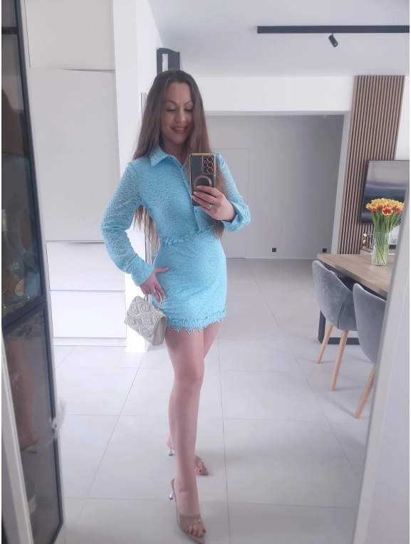 Sukienka ESTERA błętkit koronka L XL