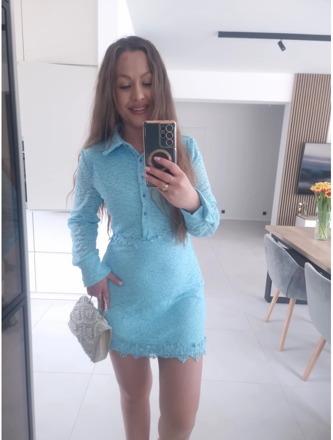 Sukienka ESTERA błętkit koronka L XL