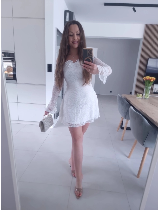 Sukienka ECLET koronkowa biała koktajlowa