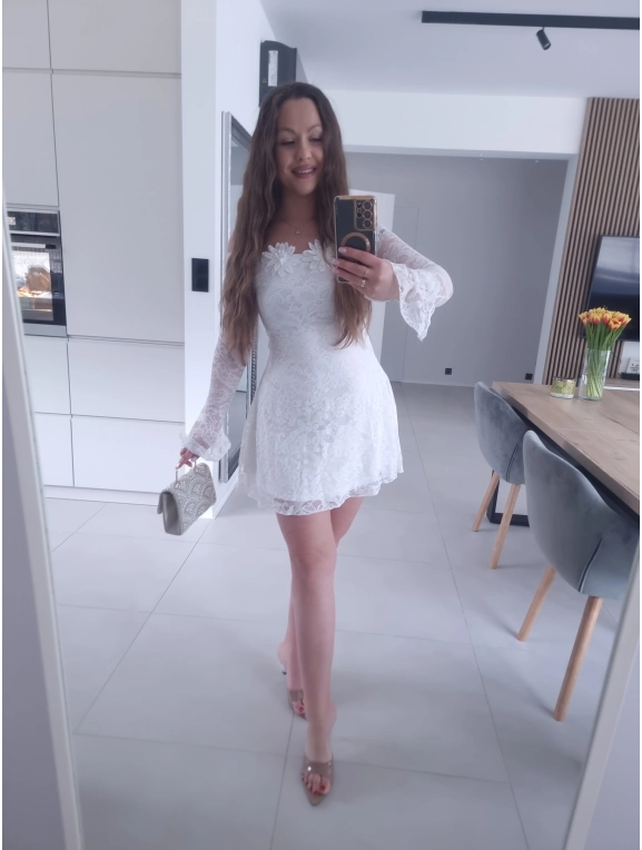 Sukienka ECLET koronkowa biała koktajlowa