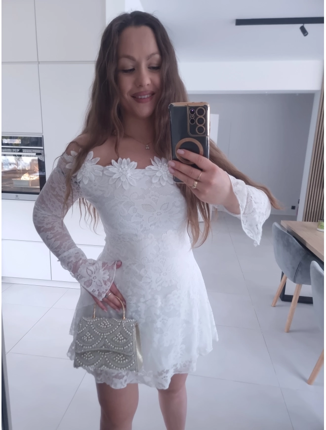 Sukienka ECLET koronkowa biała koktajlowa