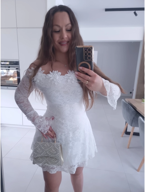 Sukienka ECLET koronkowa biała koktajlowa