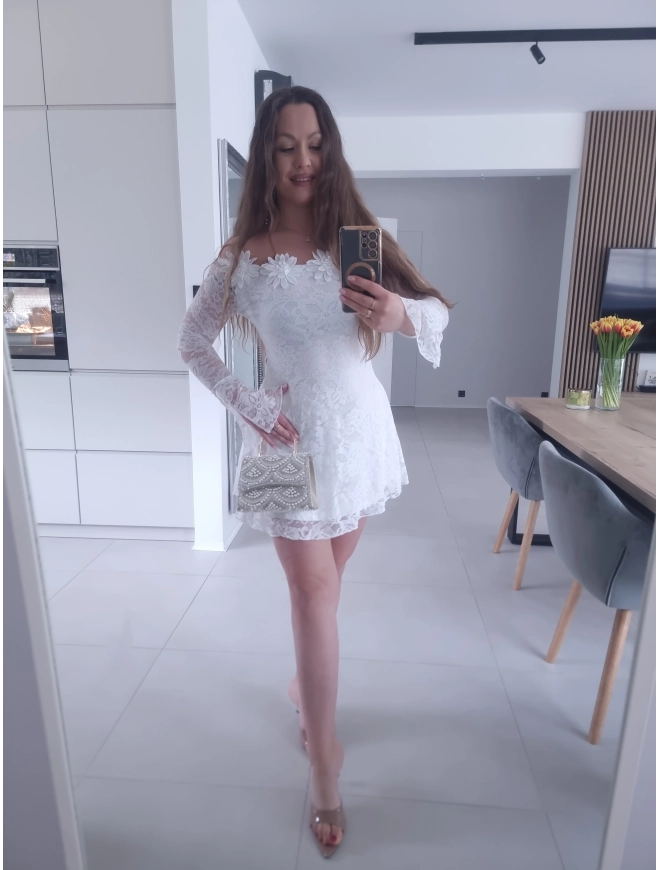 Sukienka ECLET koronkowa biała koktajlowa
