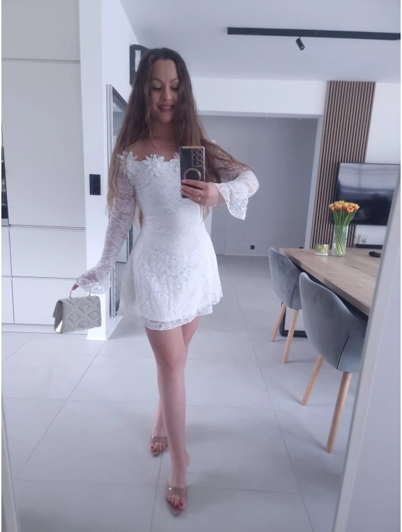 Sukienka ECLET koronkowa biała koktajlowa