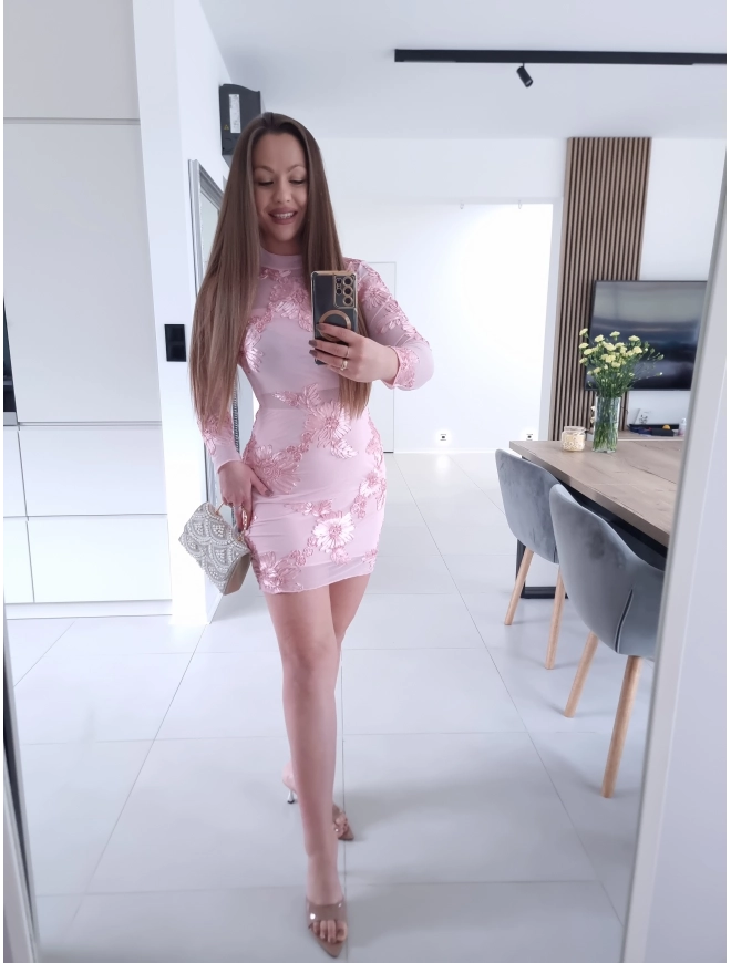 Sukienka DIANA PINK siateczkowa S M L