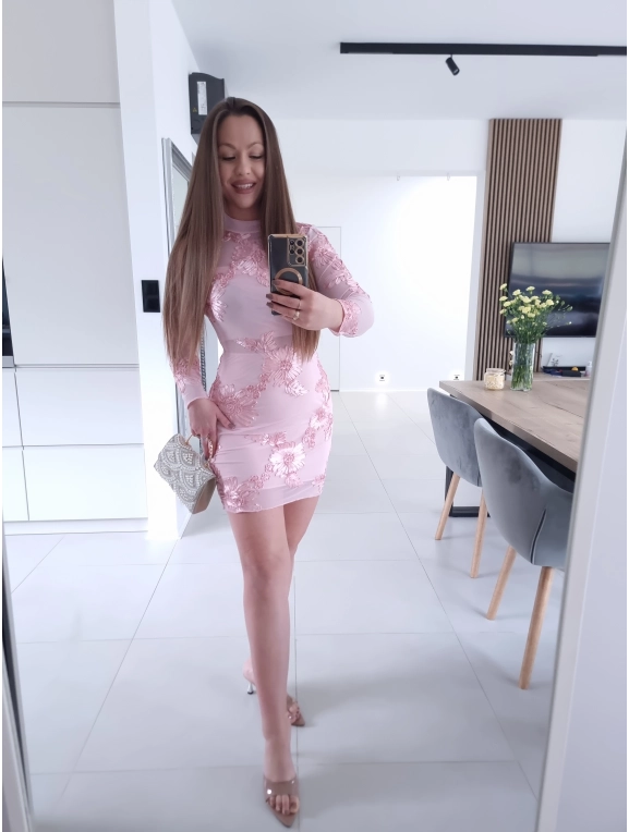 Sukienka DIANA PINK siateczkowa S M L