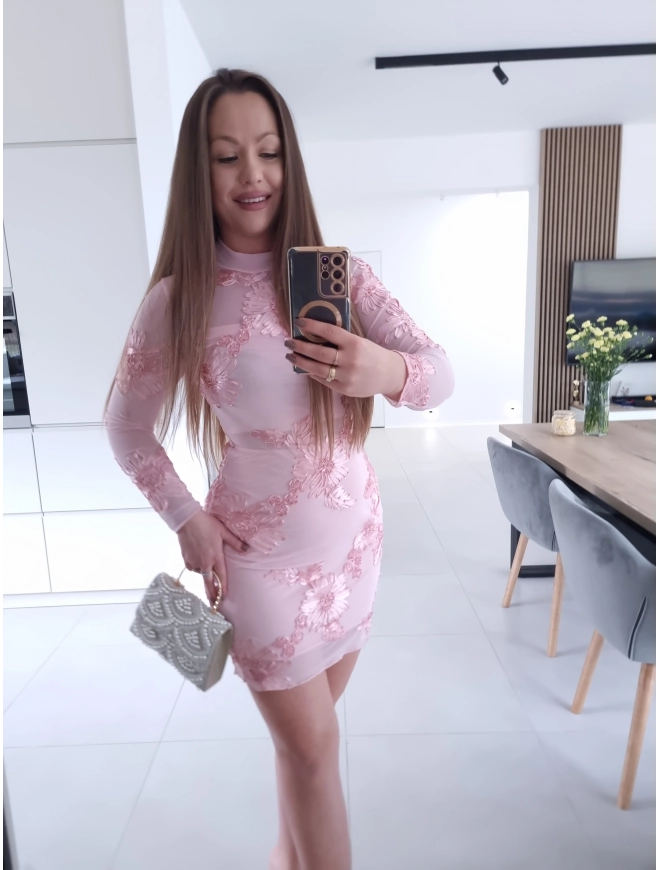 Sukienka DIANA PINK siateczkowa S M L