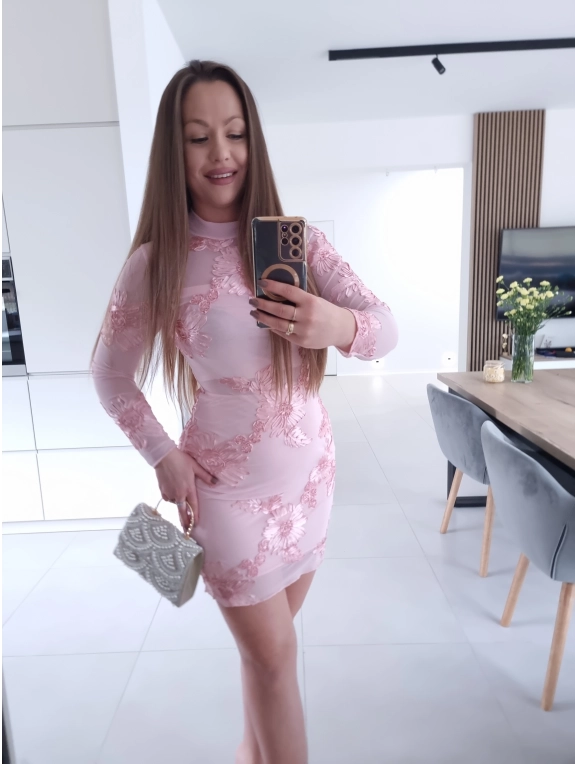Sukienka DIANA PINK siateczkowa S M L