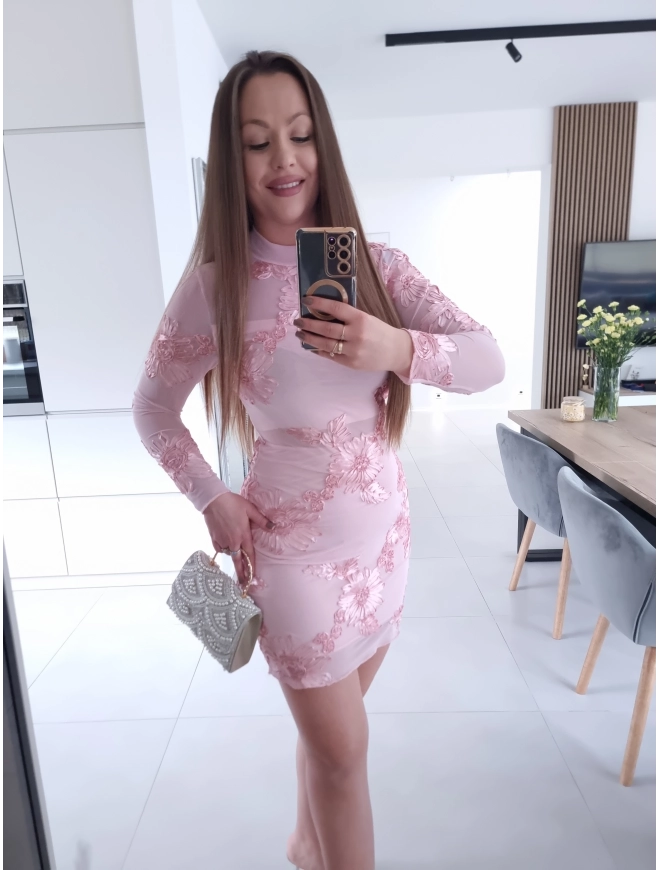 Sukienka DIANA PINK siateczkowa S M L