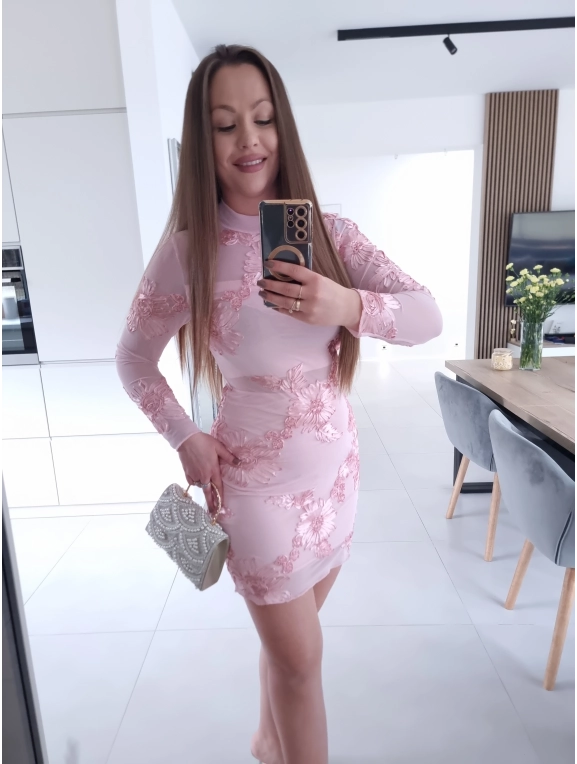 Sukienka DIANA PINK siateczkowa S M L