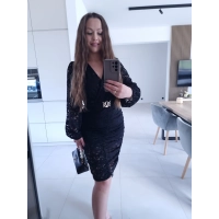 Sukienka czarna koronkowa marszczona GLORI L XL