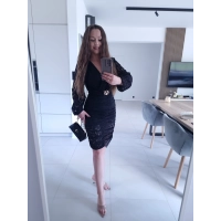 Sukienka czarna koronkowa marszczona GLORI L XL