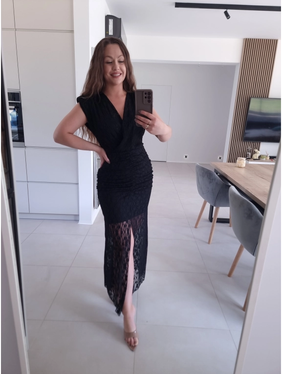 Sukienka TAMATA MIDI Z ROZCIĘCIEM KORONKA