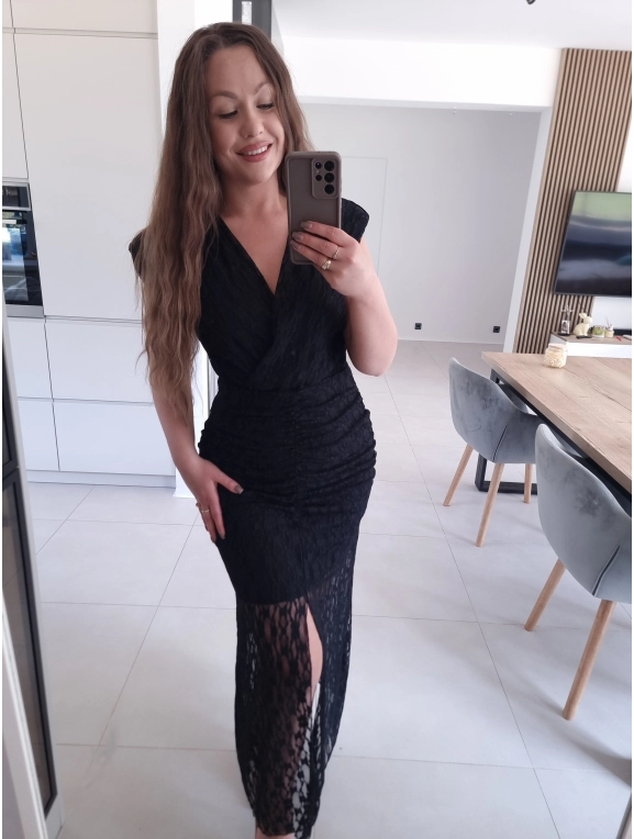 Sukienka TAMATA MIDI Z ROZCIĘCIEM KORONKA