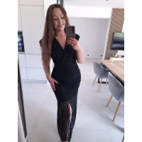 Sukienka TAMATA MIDI Z ROZCIĘCIEM KORONKA