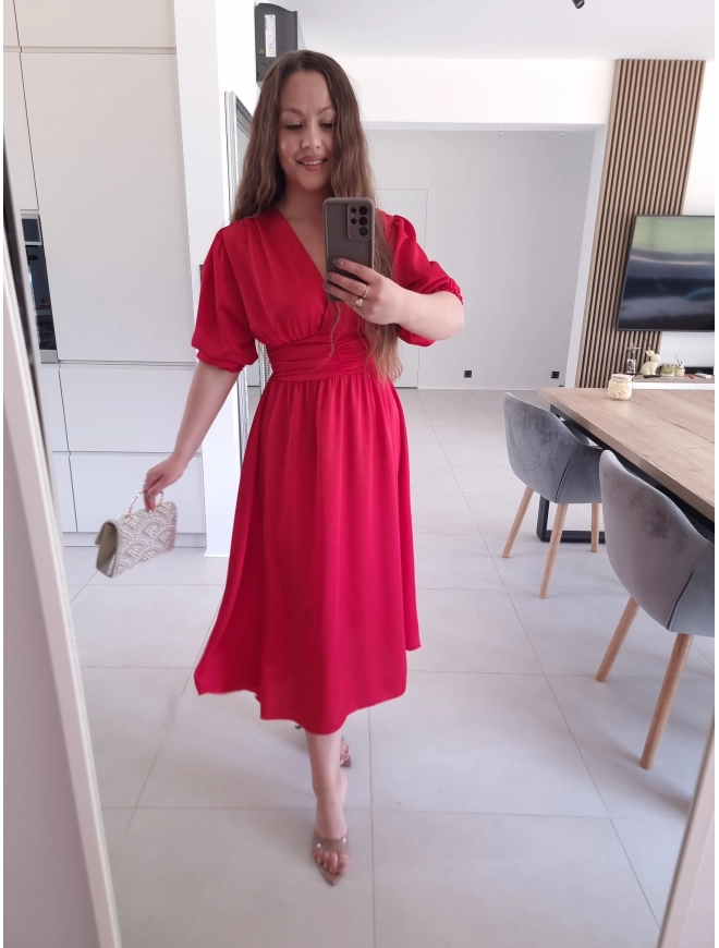 Sukienkasatynowa midi FLORA