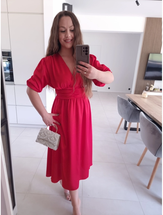 Sukienkasatynowa midi FLORA