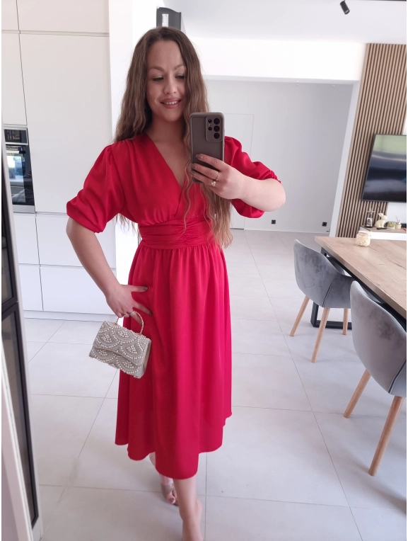 Sukienkasatynowa midi FLORA