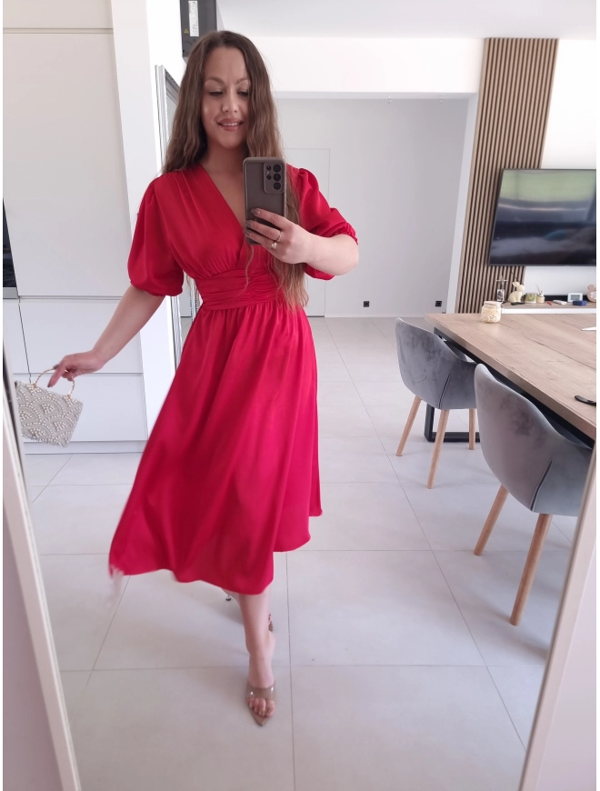 Sukienkasatynowa midi FLORA