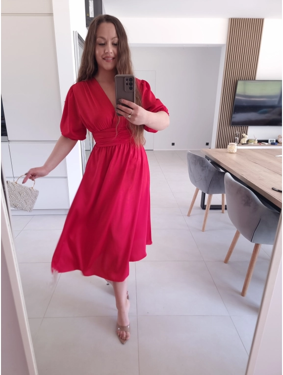 Sukienkasatynowa midi FLORA