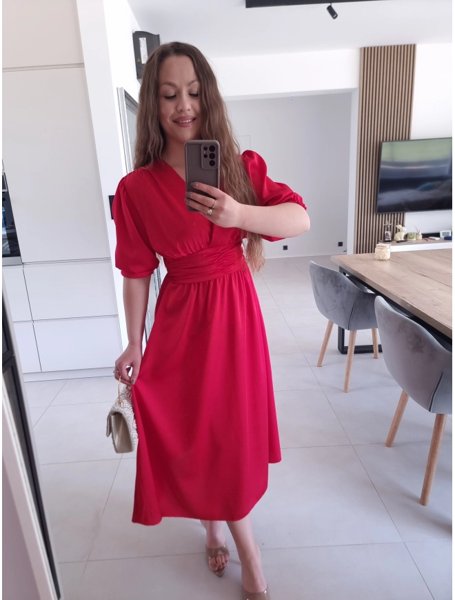 Sukienkasatynowa midi FLORA