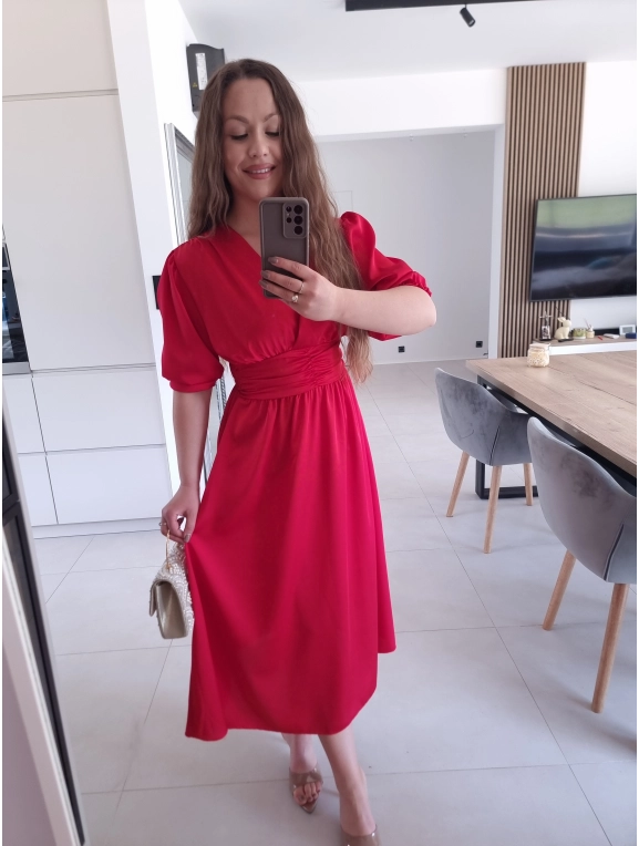 Sukienkasatynowa midi FLORA