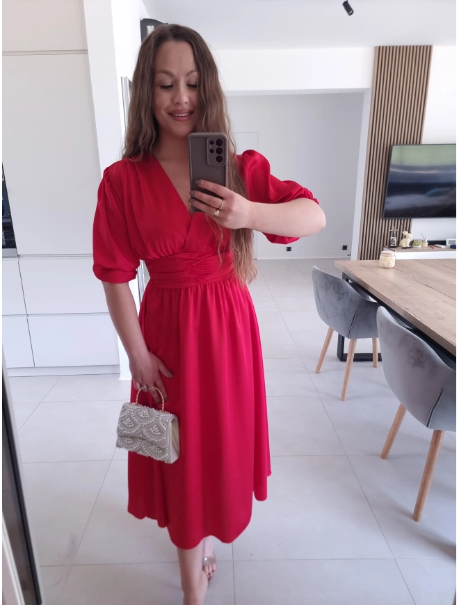 Sukienkasatynowa midi FLORA