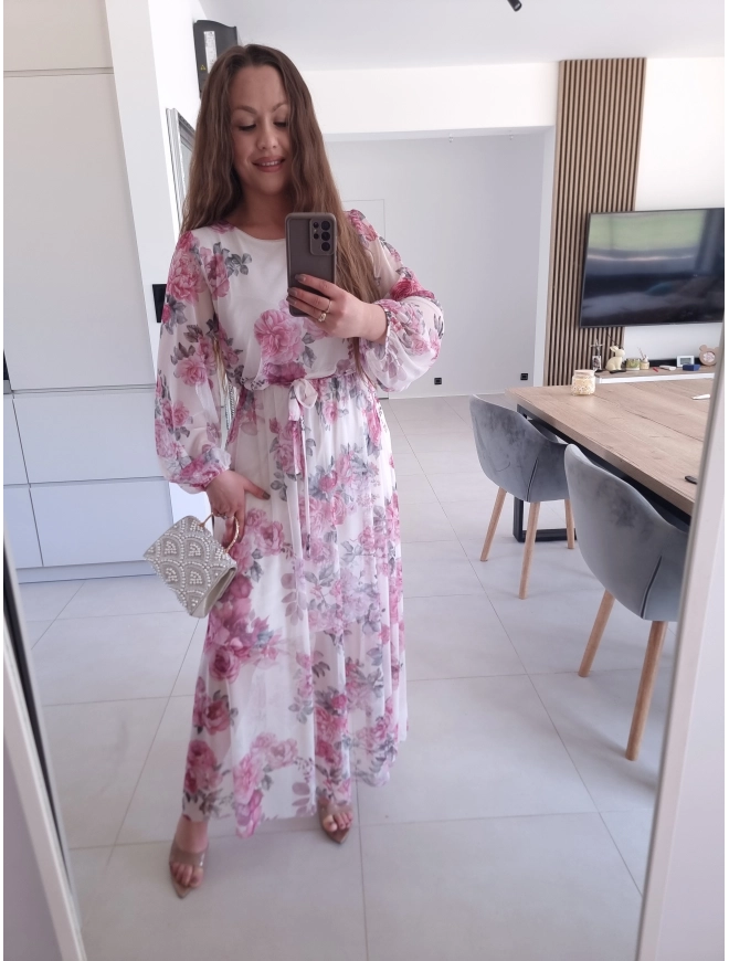 Sukienka siateczkowa w kwiaty ELEGANCKA HERA