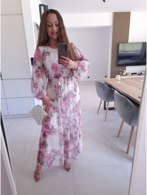 Sukienka siateczkowa w kwiaty ELEGANCKA HERA