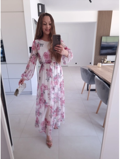 Sukienka siateczkowa w kwiaty ELEGANCKA HERA