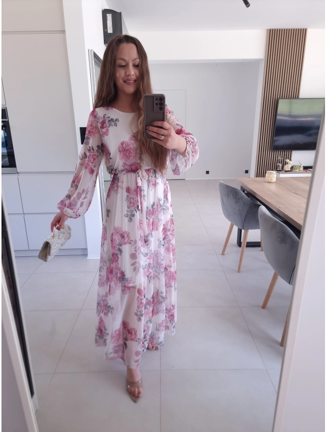 Sukienka siateczkowa w kwiaty ELEGANCKA HERA