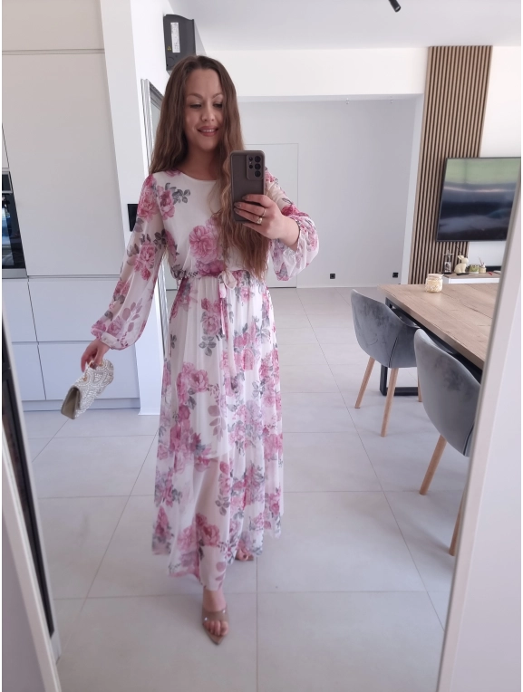 Sukienka siateczkowa w kwiaty ELEGANCKA HERA