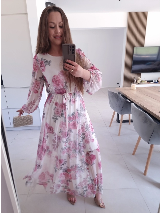 Sukienka siateczkowa w kwiaty ELEGANCKA HERA