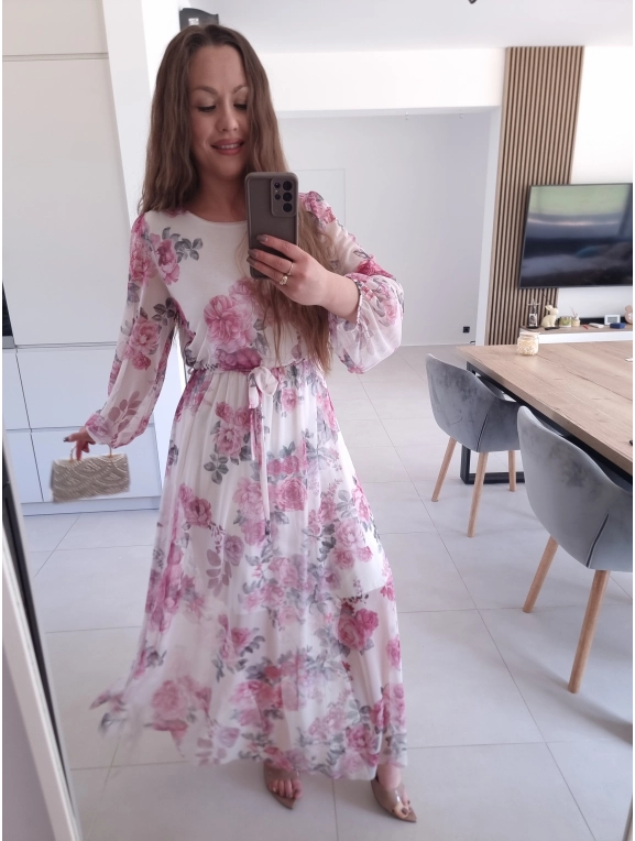 Sukienka siateczkowa w kwiaty ELEGANCKA HERA