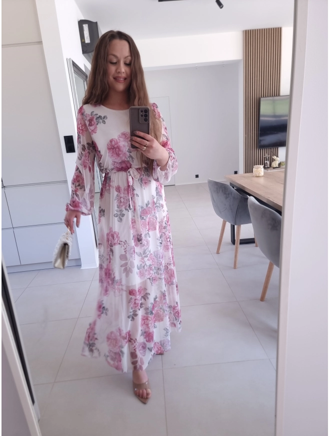 Sukienka siateczkowa w kwiaty ELEGANCKA HERA