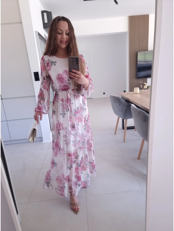Sukienka siateczkowa w kwiaty ELEGANCKA HERA