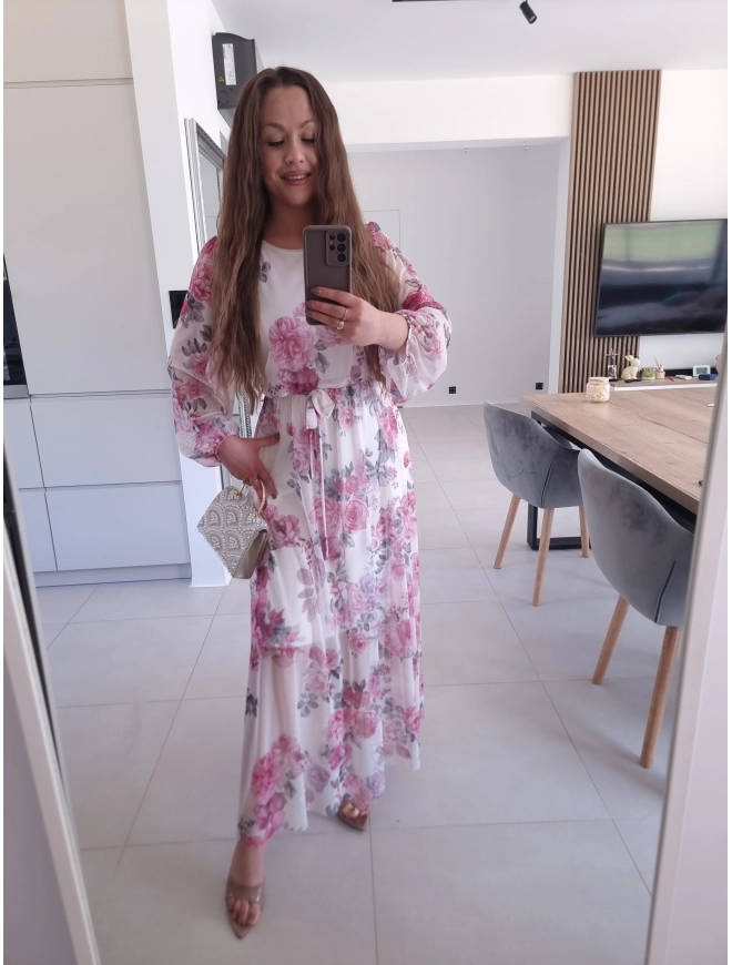 Sukienka siateczkowa w kwiaty ELEGANCKA HERA