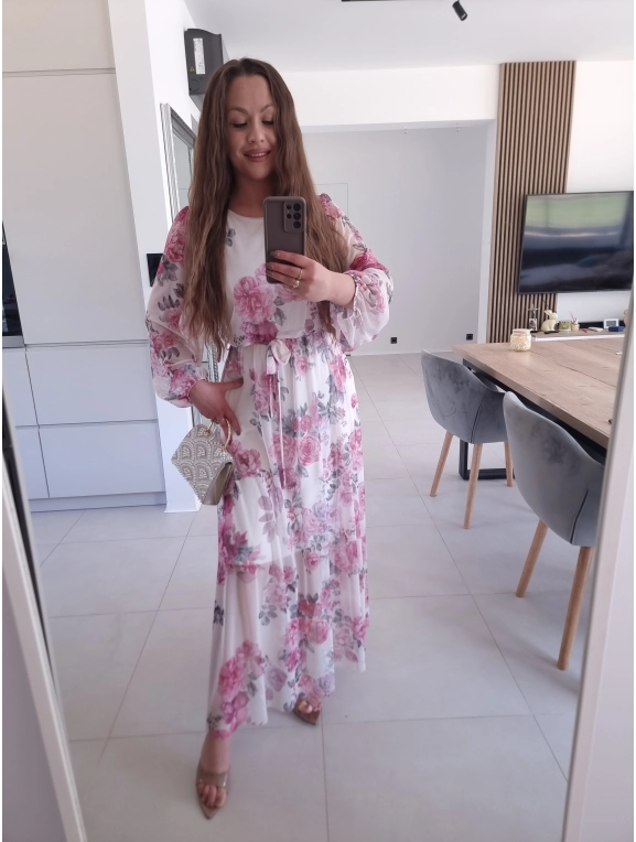 Sukienka siateczkowa w kwiaty ELEGANCKA HERA