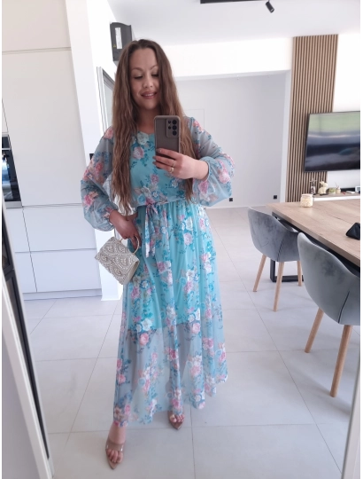 Sukienka siateczkowa w kwiaty ELEGANCKA HERA