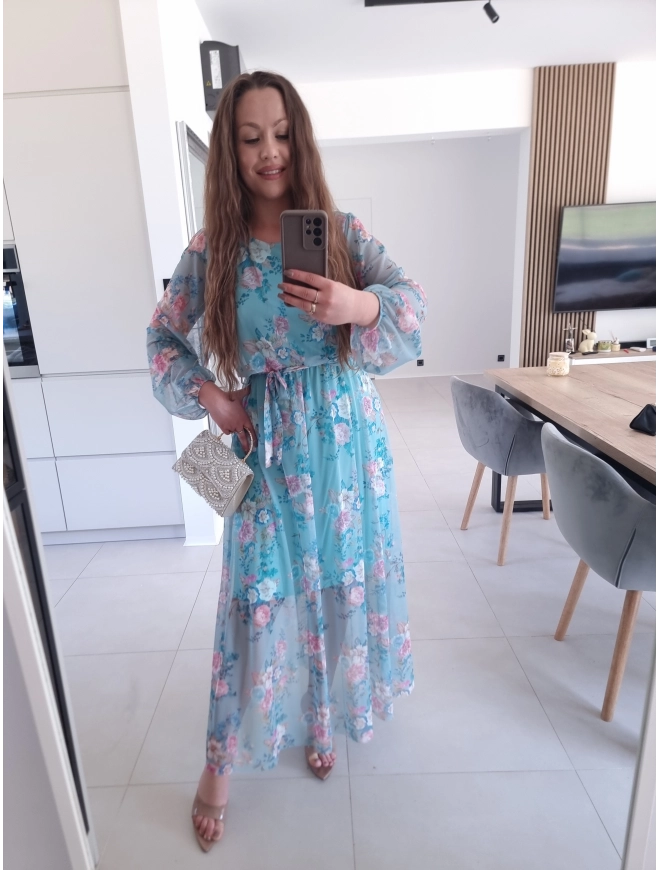 Sukienka siateczkowa w kwiaty ELEGANCKA HERA