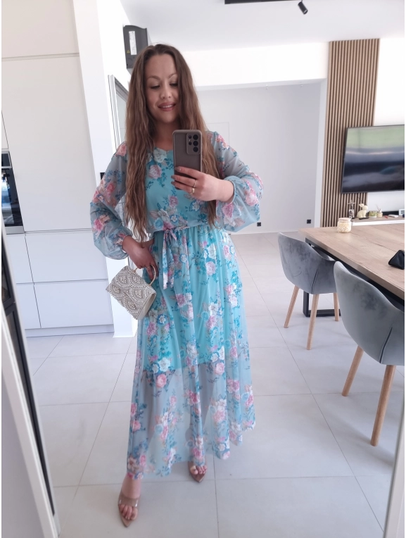 Sukienka siateczkowa w kwiaty ELEGANCKA HERA