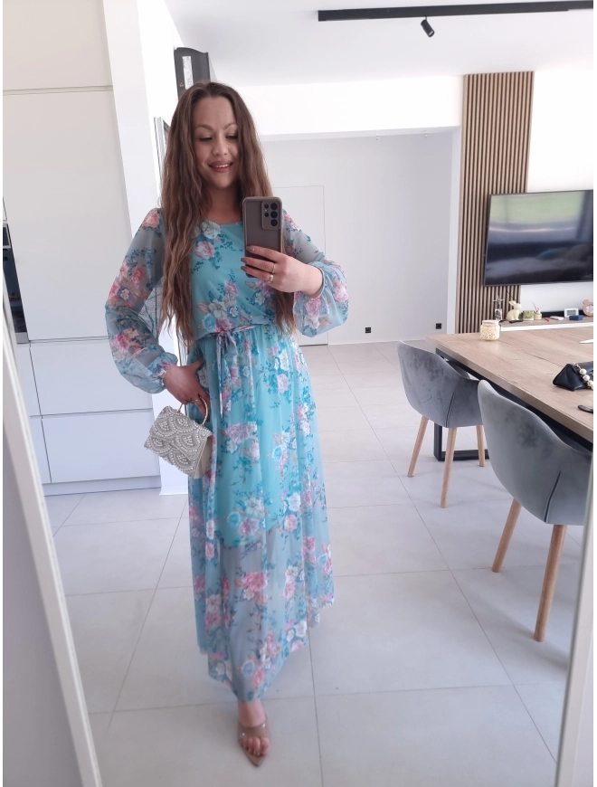 Sukienka siateczkowa w kwiaty ELEGANCKA HERA