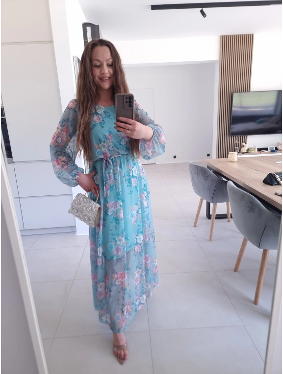 Sukienka siateczkowa w kwiaty ELEGANCKA HERA