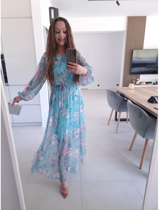 Sukienka siateczkowa w kwiaty ELEGANCKA HERA