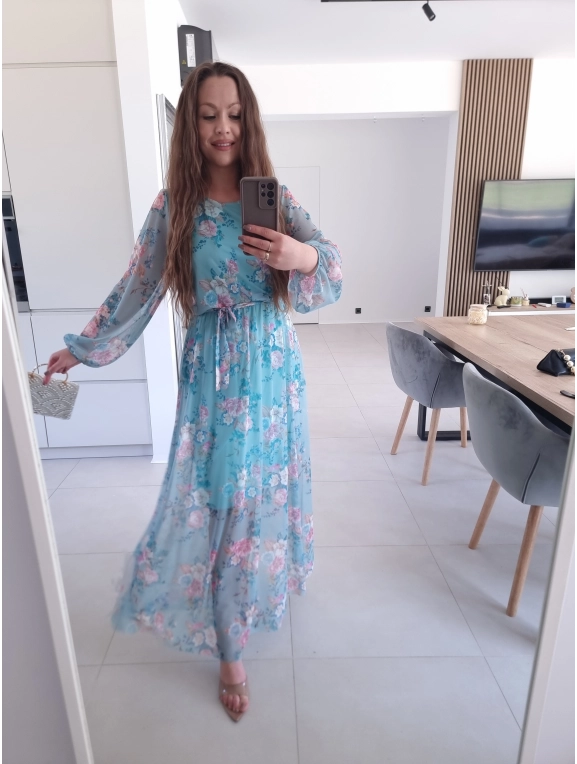Sukienka siateczkowa w kwiaty ELEGANCKA HERA