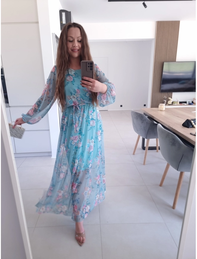 Sukienka siateczkowa w kwiaty ELEGANCKA HERA