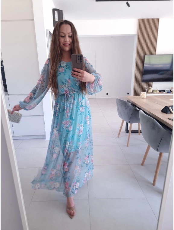 Sukienka siateczkowa w kwiaty ELEGANCKA HERA