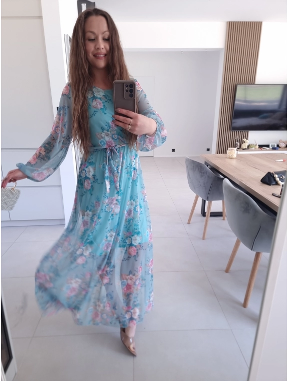 Sukienka siateczkowa w kwiaty ELEGANCKA HERA