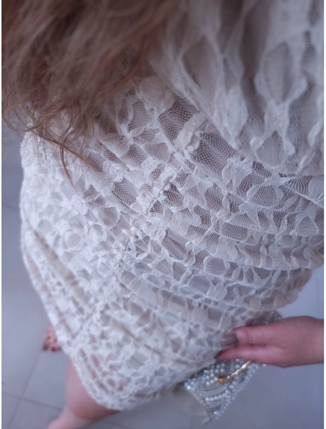 Sukienka TAMARA mini koronka jasny beż