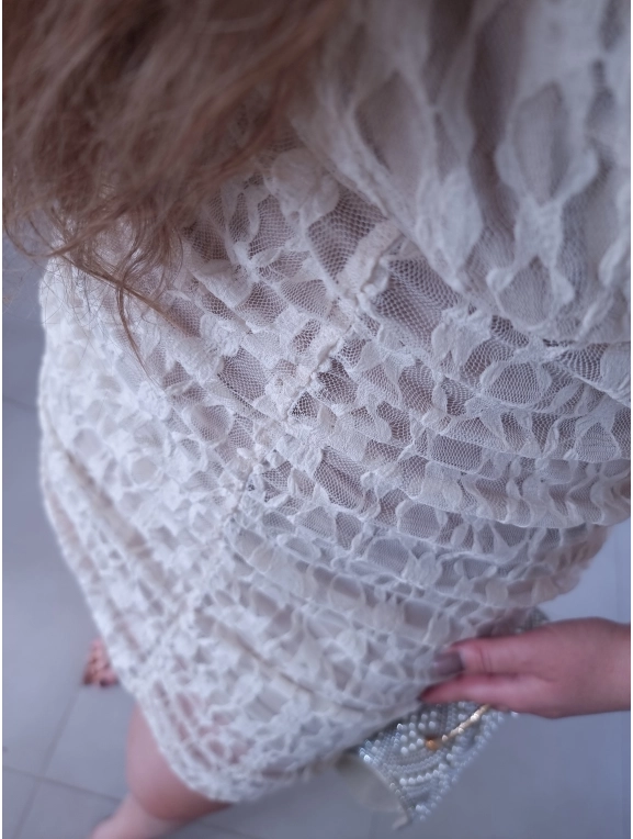 Sukienka TAMARA mini koronka jasny beż